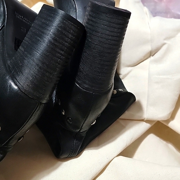 New Free People Studded Dakota Leather Boots Black Metallic Studs - Picture 8 of 9